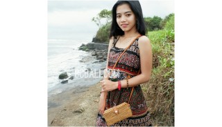 bali ethnic rattan grass handmade handbag leather handle